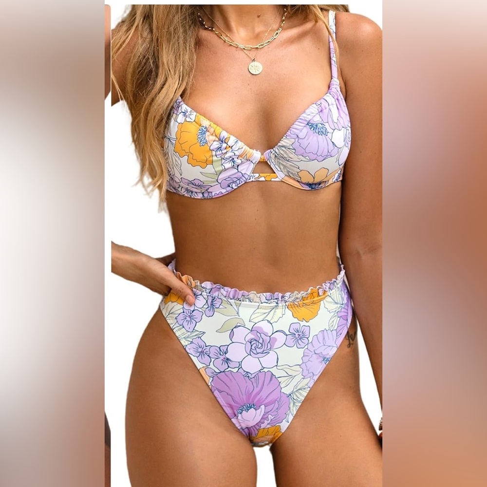 CUPSHE Women's Bikini Set Two Piece Swimsuit High Waisted